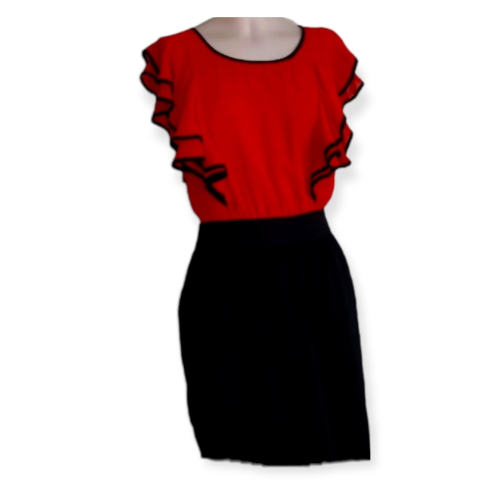 H&M fall essential orange ruffle dress size 4